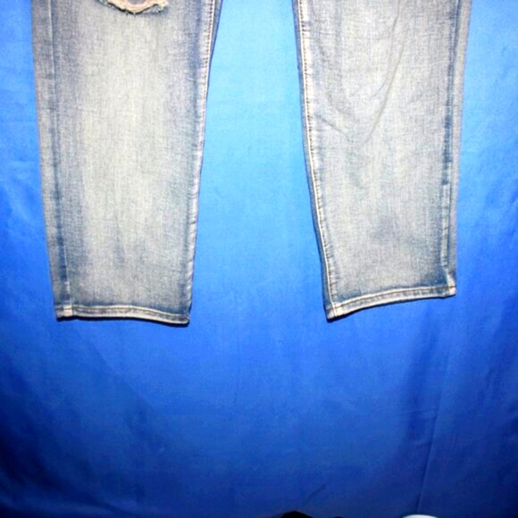 Distressed Denim Straight Leg Jeans Blue 34 - Picture 6 of 9